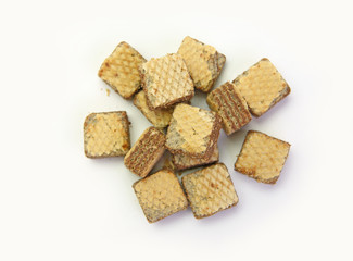 Wafers with chocolate isolated on white background.