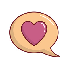 speech bubble with heart icon over white background vector illustration
