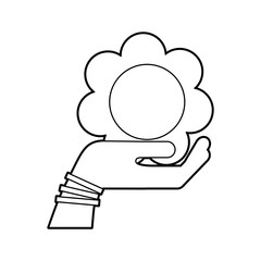 hand human with cute flower isolated icon vector illustration design