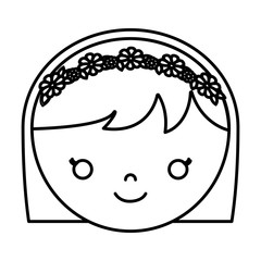 cartoon woman face icon over white background vector illustration