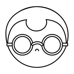 boy with glasses icon over white background vector illustration