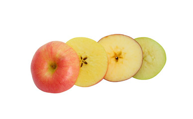Fresh apple slice on white background.