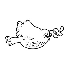 cute dove with olive branch vector illustration design
