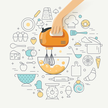 Cooking class concept illustration, flat design