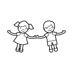 Children holding hands characters vector illustration design