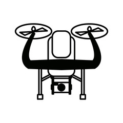 drone with action camera front view technology vector illustration