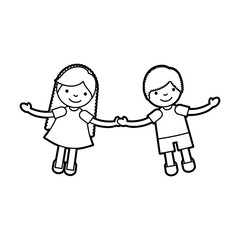 Children holding hands characters vector illustration design