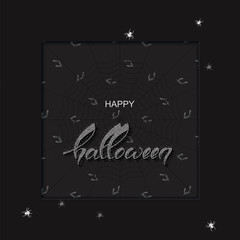 vector holiday halloween background with hand drawn text, spiders and funny pattern