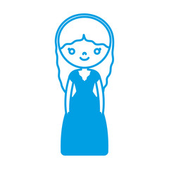cartoon woman with beautiful dress icon over white background vector illustration