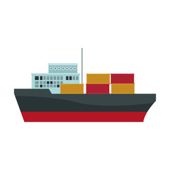cargo ship carries steel containers for delivery vector illustration