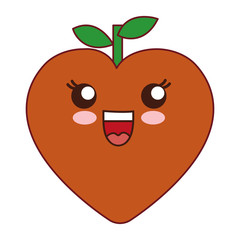 kawaii peach fruit icon over white background vector illustration