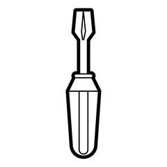 Flat line uncolored  screwdriver over white background vector illustration