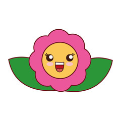 kawaii beautiful flower icon over white background vector illustration