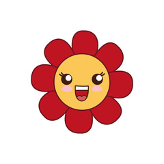 kawaii beautiful flower icon over white background vector illustration