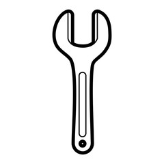 Flat line uncolored wrench over white background vector illustration