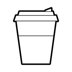 Flat line uncolored  cup over white background vector illustration