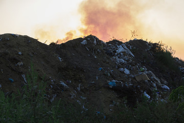 Burning garbage dump