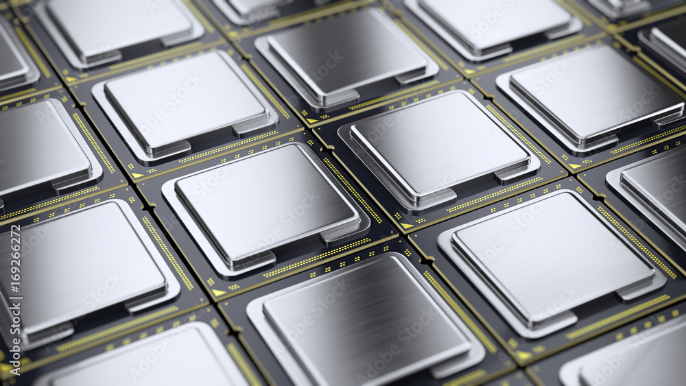 Poster central computer processors cpu background. 3d rendering