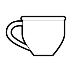 Flat line uncolored cofee mug over white background vector illustration