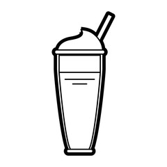 Flat line uncolored glass over white background vector illustration