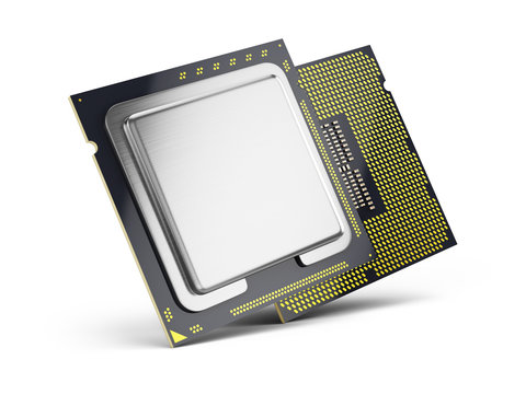 Central Computer Processors CPU isolated on white. 3d rendering