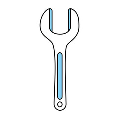 Flat line monocromatic wrench  over white background vector illustration