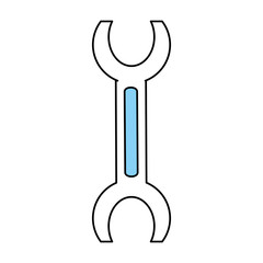 Flat line monocromatic wrench  over white background vector illustration