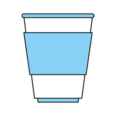  Flat line monocromatic coffee cup over white background vector illustration