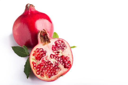 cut out of a pomegranate on a white background