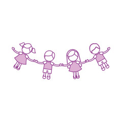 Children holding hands characters vector illustration design