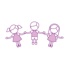 Children holding hands characters vector illustration design