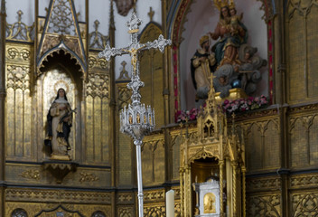 Detail of the main altar in the Convent of la Asuncion de Calatrava. Almagro. Spain.