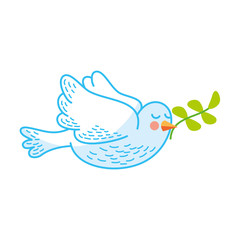 cute dove with olive branch vector illustration design