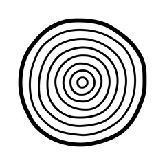 Tree growth rings / dating or dendrochronology line art vector icon for nature apps and websites