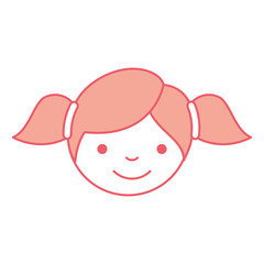 cute little girl head character vector illustration design