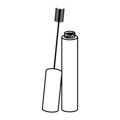 mascara makeup icon image vector illustration design  black and white