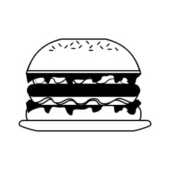 sandwich food icon image vector illustration design  black and white