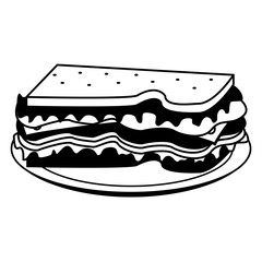 sandwich food icon image vector illustration design  black and white