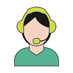 call center online support telemarketing worker with headset icon image vector illustration design 