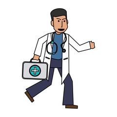 doctor or physician running with first aid kit  icon image vector illustration design 