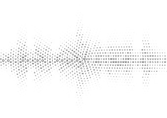 Halftone sound wave black and white pattern.