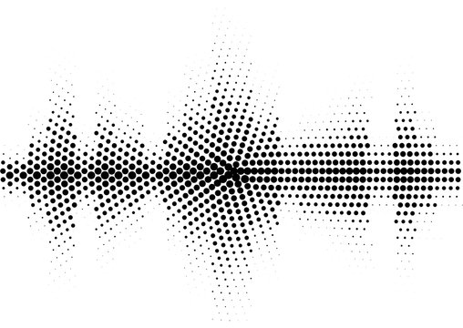 Halftone Sound Wave Black And White Pattern.