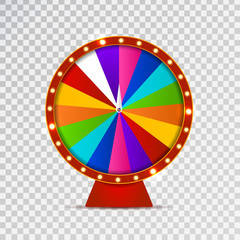 Obraz premium Vector isolated realistic fortune roulette wheel on the transparent background. Concept of casino, spin, lottery and winning.
