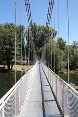 puente colgante sobre el río en Leiro, Galicia-Spain