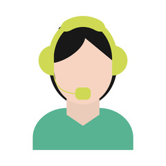 call center online support telemarketing worker with headset icon image vector illustration design 