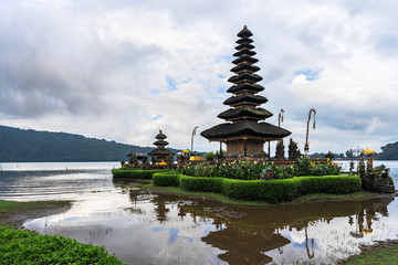 Pura Ulun Danu Beratan Temple and his reflection in lake. Indonesia