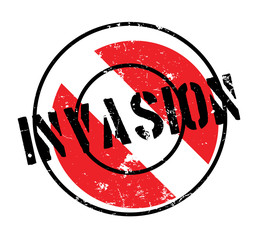 Invasion rubber stamp. Grunge design with dust scratches. Effects can be easily removed for a clean, crisp look. Color is easily changed.