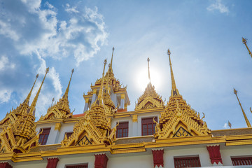 Fototapeta premium Loha Prasat Metal Palace in Wat Ratchanatdaram Woravihara temple at Bangkok, Thailand