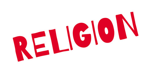 Religion rubber stamp. Grunge design with dust scratches. Effects can be easily removed for a clean, crisp look. Color is easily changed.