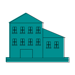 big city building icon image vector illustration design  blue color